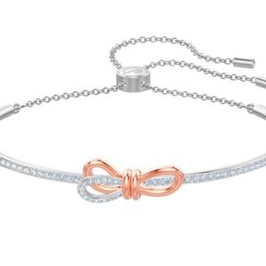 SWAROVSKI COLLECTION LIFELONG BOW BANGLE, WHITE, MIXED PLATING